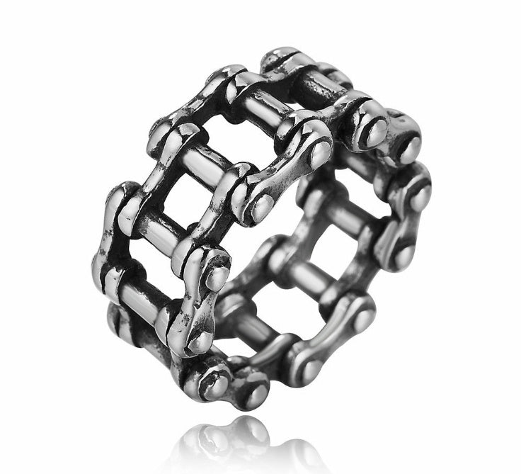 Men's Stainless Steel Link Chain Biker Ring – Punk Rock Motorcycle Band