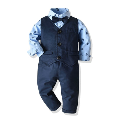 Children's Gentleman 3-Piece Suit | Bowtie Shirt, Waistcoat & Trousers | Heights 70-120cm