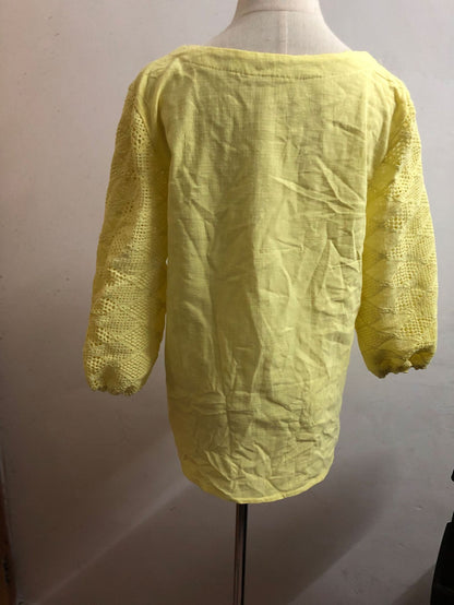 Women's Lace-Stitching U-Neck Three-Quarter Sleeve Top
