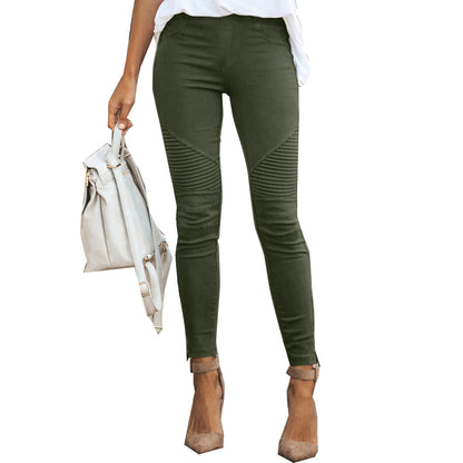 Women's Low-Rise Slim-Fit Cotton Stretch Trousers | 10 Colours | S-5XL