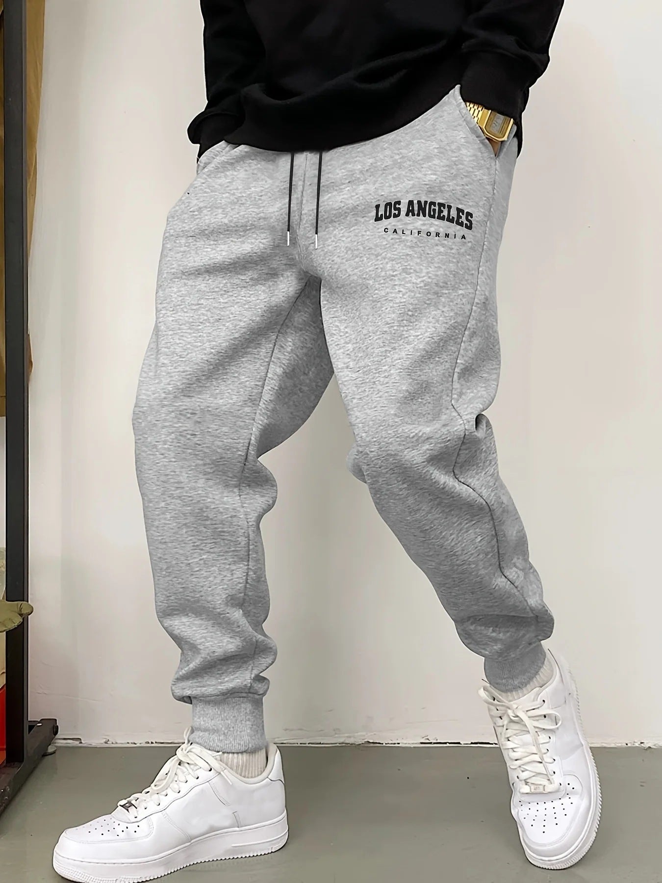 Men's Casual Fleece Sweatpants – Letter Print Sport Joggers