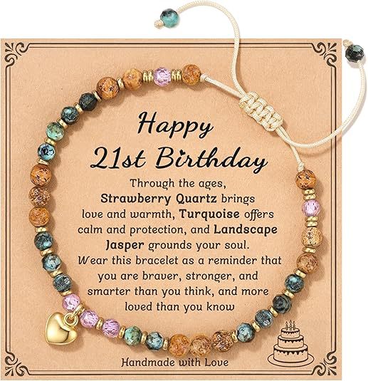 Natural Stone Heart Pendant Bracelet | Hand-Woven Turquoise & Gold Bead Wax Cord