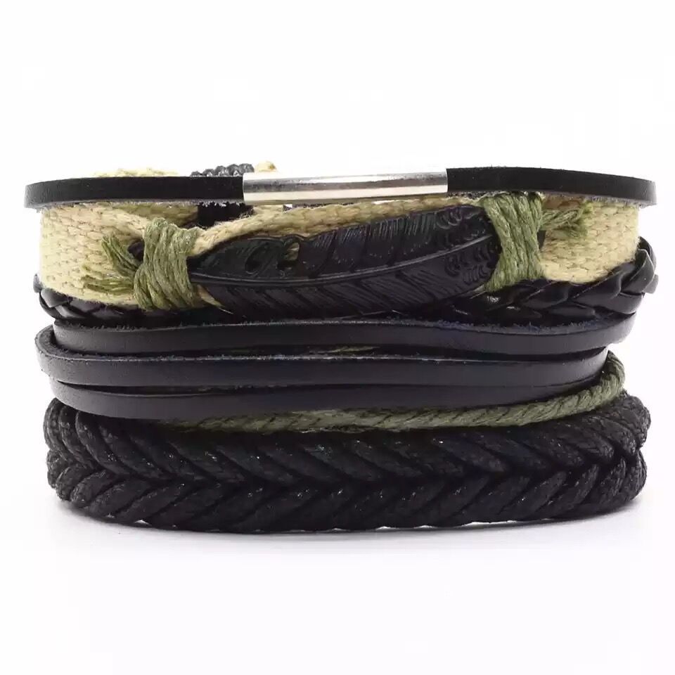 Men's Vintage Leather Bracelet – Woven & Knitted Styles, 30 Designs