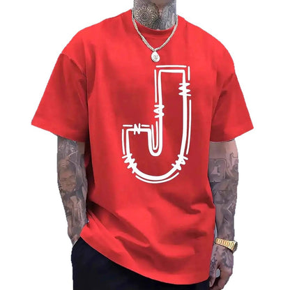 Men's Printed Crew-Neck T-Shirt - Short Sleeve Cotton Graphic Tee 5 Styles