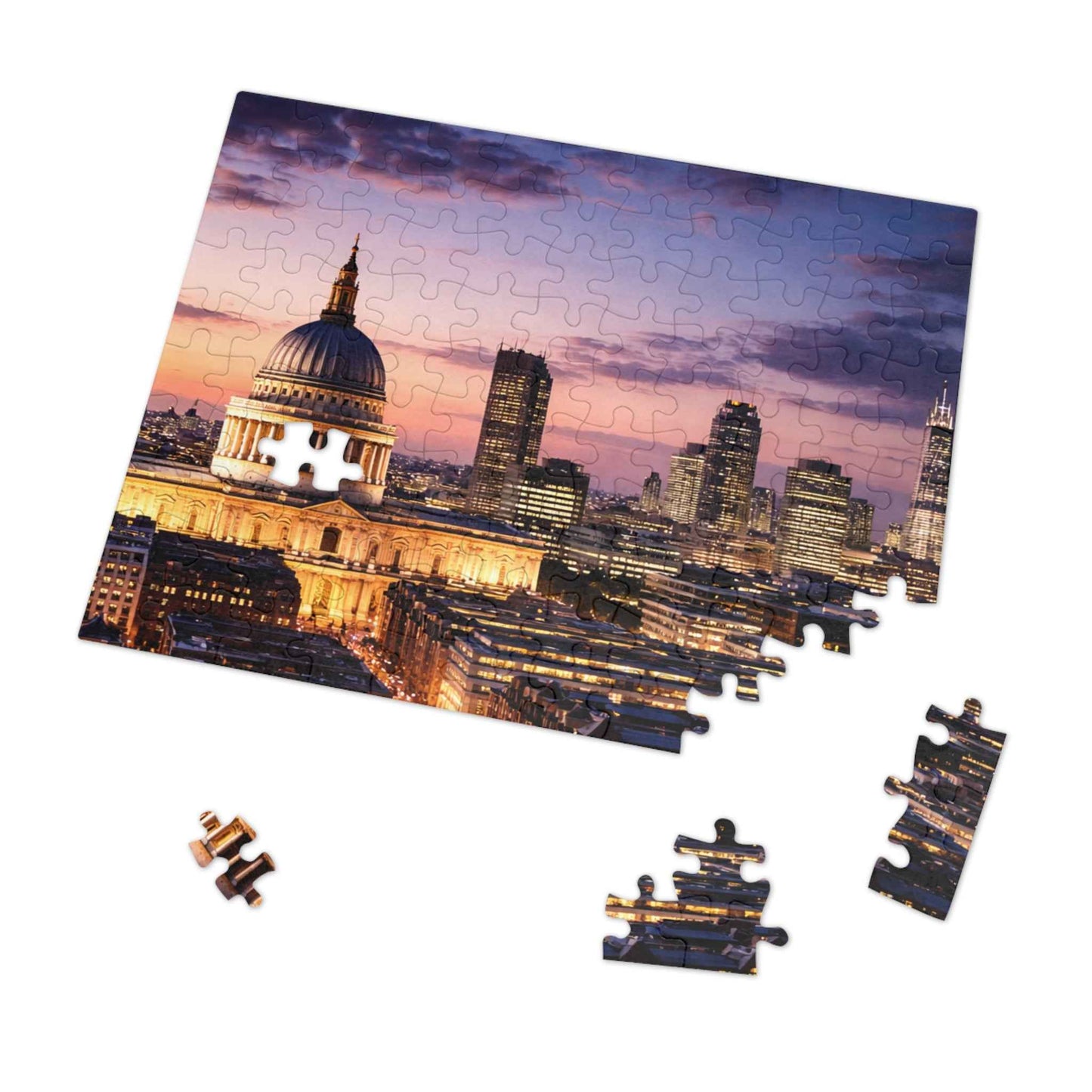 London Skyline Jigsaw Puzzle with Tin – Sunset Cityscape Gift