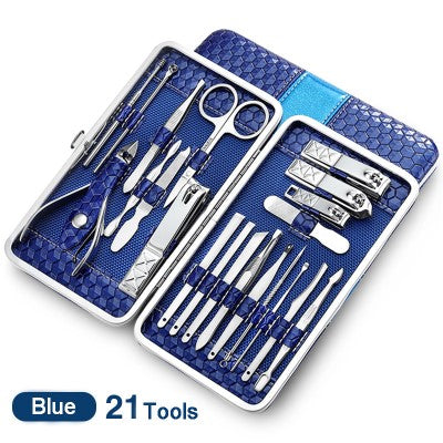 21-Piece Stainless Steel Manicure Tool Kit – 4 Colours