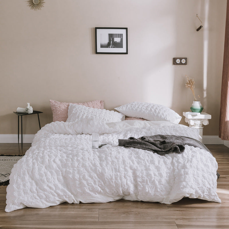 Cotton Seersucker Bedding Set 4 Piece | Pink, Green, White, Blue