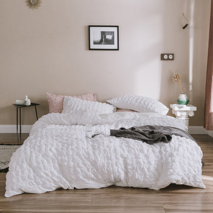 Cotton Seersucker Bedding Set 4 Piece | Pink, Green, White, Blue