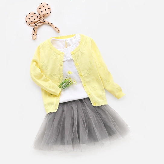 Girls' Knit Cardigan | Soft Diagonal-Tie Children's Knitwear