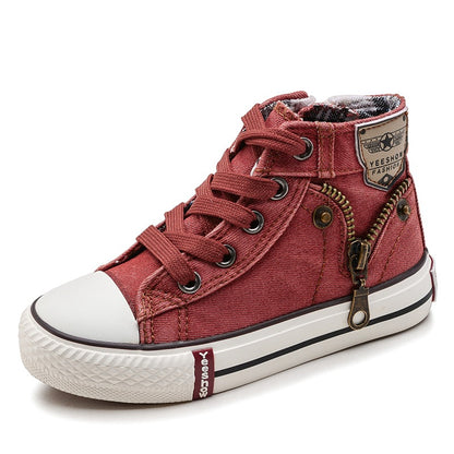 Kids' Breathable Denim Canvas Trainers – Casual Sport Shoes