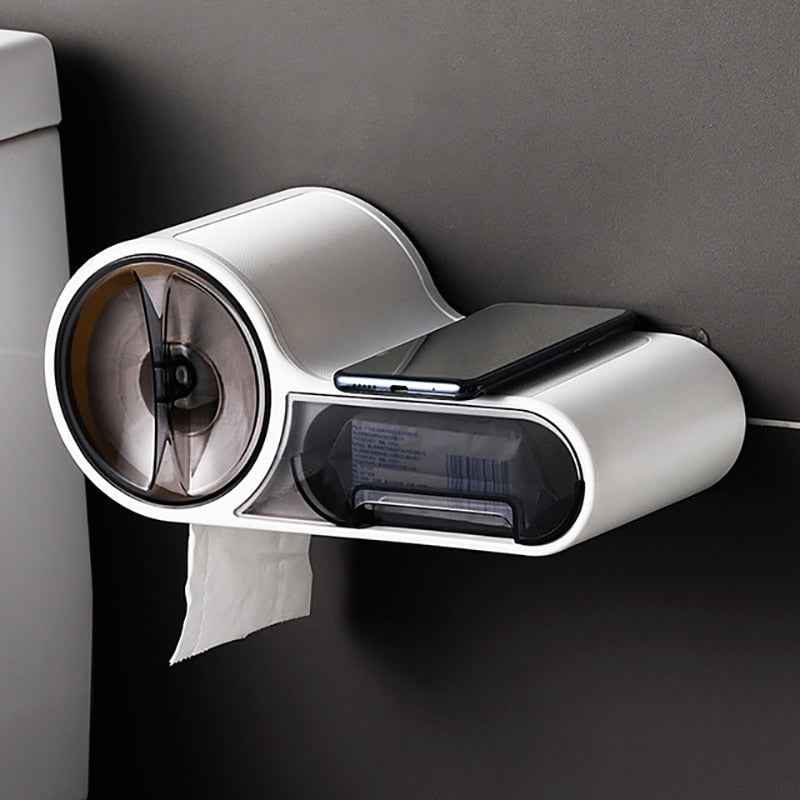 Toilet Roll Holder – No-Drill Waterproof Plastic Bathroom Tissue Holder