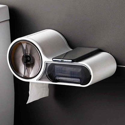 Toilet Roll Holder – No-Drill Waterproof Plastic Bathroom Tissue Holder