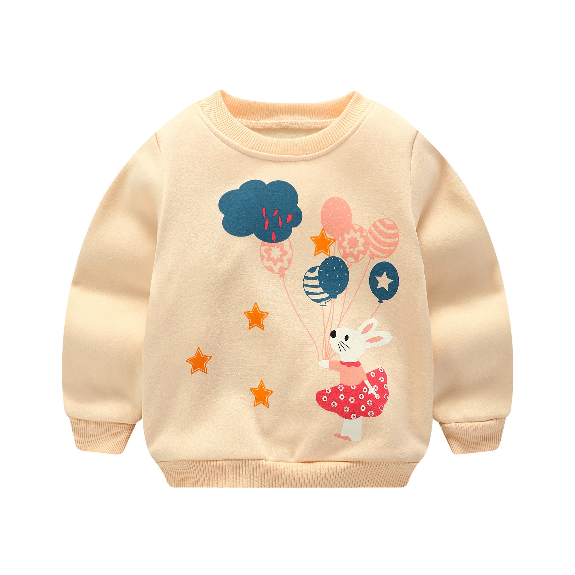 Kids Fleece-Lined Cartoon Print Sweatshirt | Unisex Winter Jumper