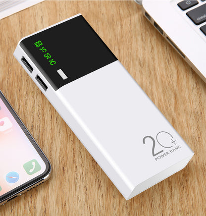 Digital Display Power Bank – Multi-Capacity Portable Charger 1,300-20,000mAh White