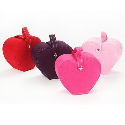 Heart-Shaped Jewellery Box – Deerskin Storage Box, Pink, Purple & Rose Red