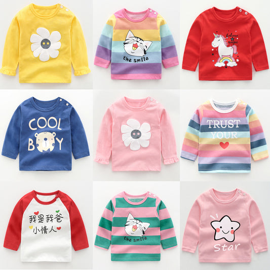 Girls Cotton Long Sleeve Cartoon Print T-Shirt – 7 Designs