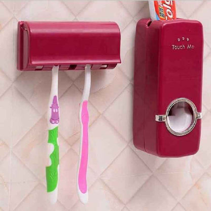 Wall-Mounted Toothbrush Holder Set – Plastic & Silicone Bathroom Organiser