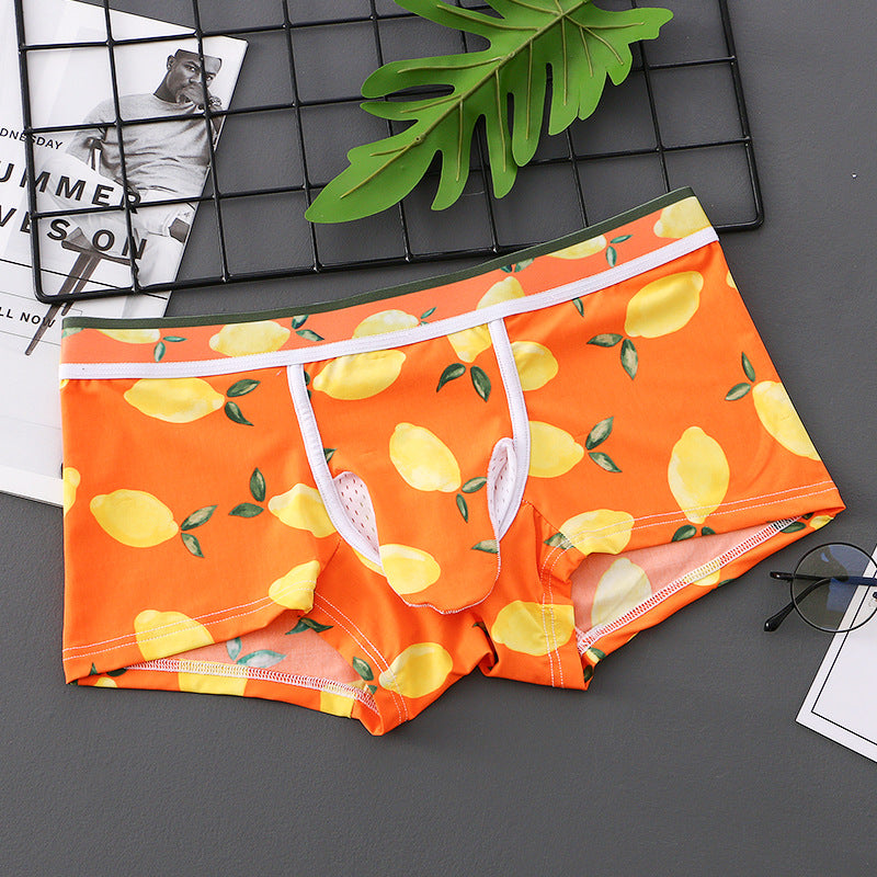 Men's Ice Silk Printed Boxer Briefs – Soft Nylon Knit Underwear 20 Designs