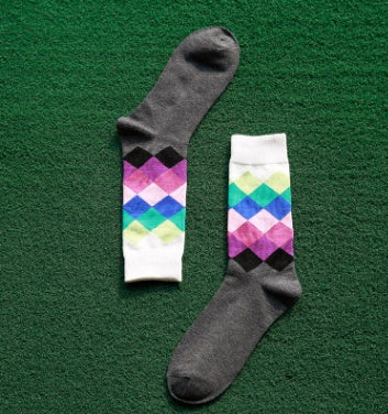 Men’s Cotton Diamond Pattern Long Socks EU 41-46 – 10 Styles