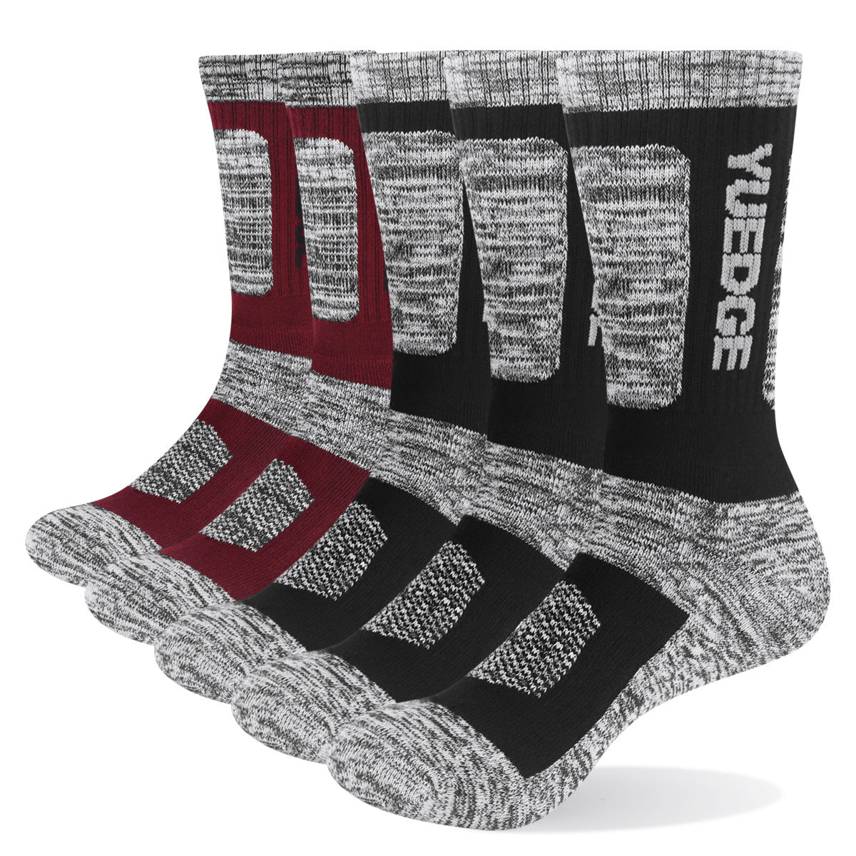 Men's Combed Cotton Sports Socks 5-Pair Pack – Breathable Thick Outdoor Socks