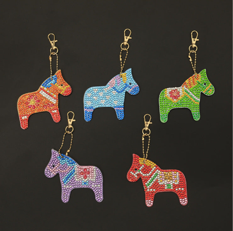 Diamond Painting Horse Keychain Set of 5 | Nordic Acrylic Pendant | JP Collections