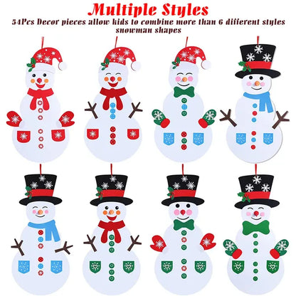 DIY Felt Christmas Snowman Decoration Set | 54 Pieces