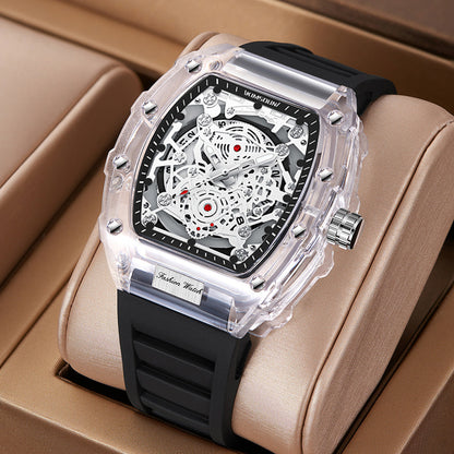 Men's Transparent Quartz Watch | 6 Colours | Matching Dial & Strap