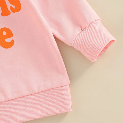 Children's Letter Print Cotton Pullover Sweater | Kids Casual Top
