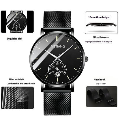 Men’s Casual Alloy Watch – 10mm, 4 Dial Colours, 3 Strap Styles
