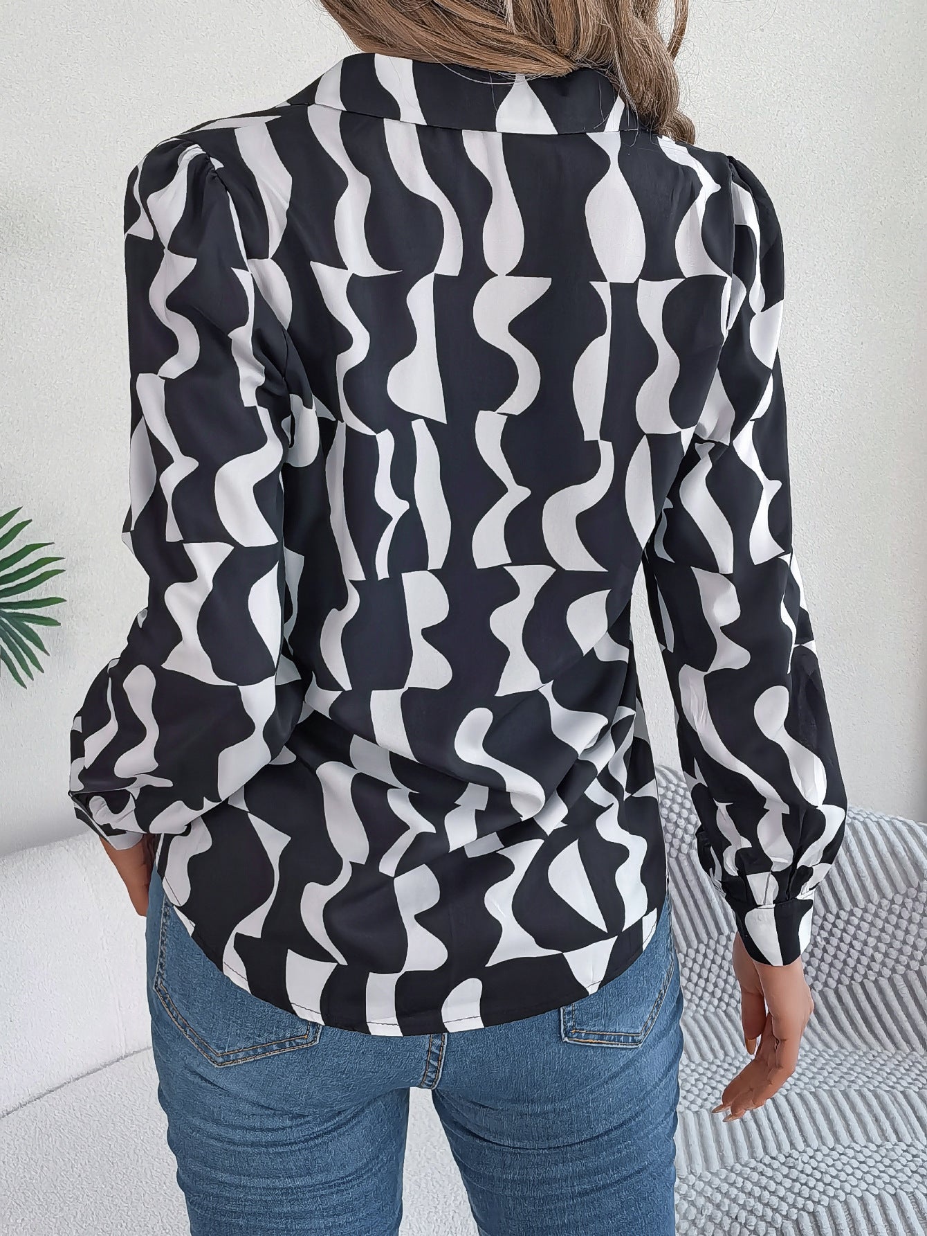 Women's Colour Block Long Sleeve Shirt | Notched Lapel