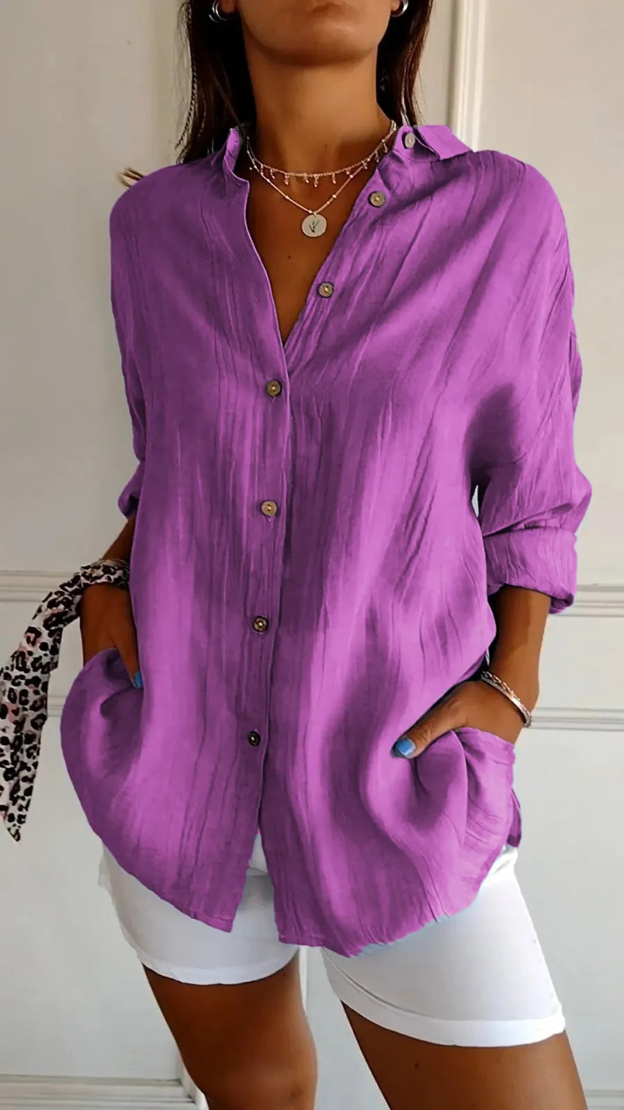 Women's Loose Fit Long Sleeve Cardigan Shirt | 13 Colours | XS–5XL