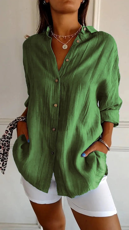 Women's Loose Fit Long Sleeve Cardigan Shirt | 13 Colours | XS–5XL