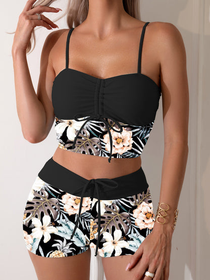 Women's High Waist Drawstring Bikini Set | Backless Two-Piece