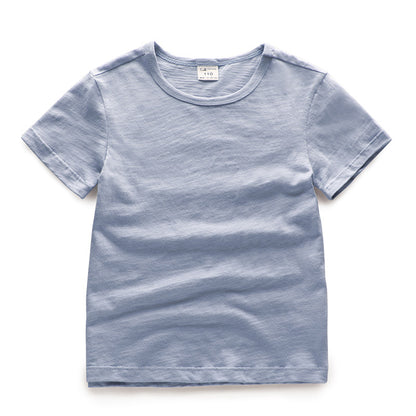 Kids Solid Colour Short Sleeve Cotton T-Shirt – Unisex | 5 Colours