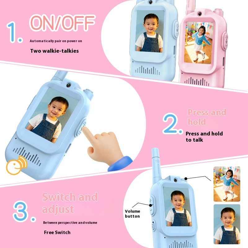Mini Video Wireless Walkie Talkies For Kids Handheld 2 Pack Rechargeable Intercom Cam Outdoor Family Games Gift For Boys Girls