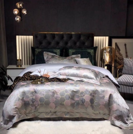 Jacquard & Satin Cotton Bedding Set 4 Piece | 15 Patterns 2 Sizes