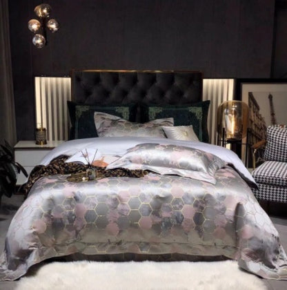 Jacquard & Satin Cotton Bedding Set 4 Piece | 15 Patterns 2 Sizes