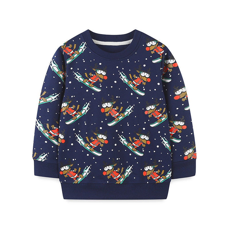 Children's Cartoon Print Terry Cotton Pullover Sweatshirt | Boys | Age 2-7