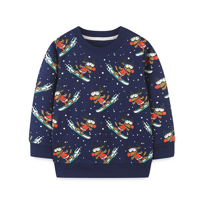 Children's Cartoon Print Terry Cotton Pullover Sweatshirt | Boys | Age 2-7