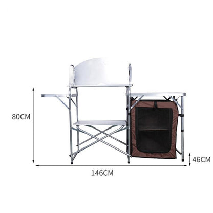 Folding Outdoor Kitchen & BBQ Table – Aluminium Alloy Camp Kitchen with Storage Cabinet