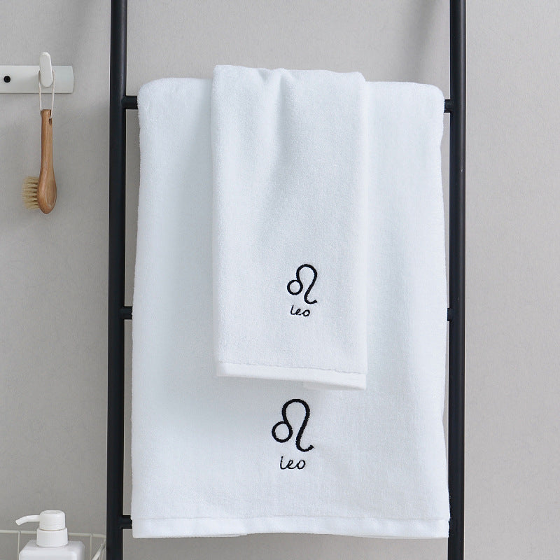 Zodiac Constellation Embroidered Cotton Towel