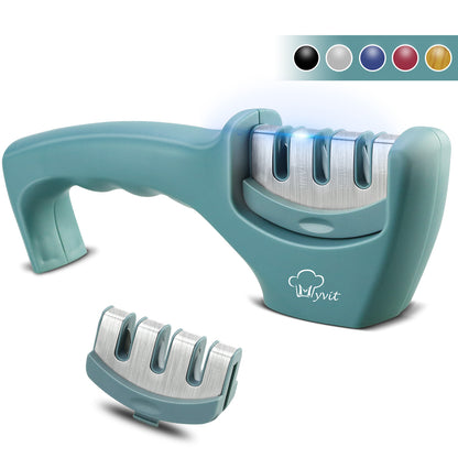 Knife Sharpener — Pull-Through Whetstone Sharpener with Tungsten Steel & Diamond Rods