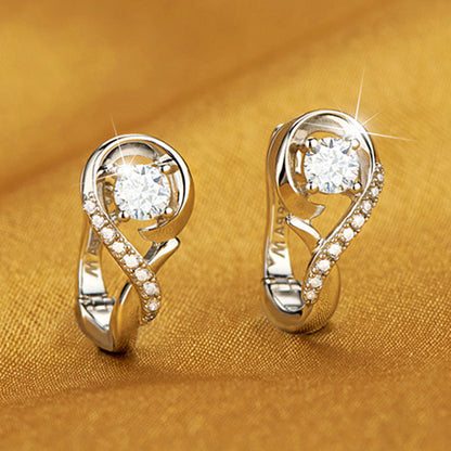 Musical Note Zircon Earrings | Minimalist Copper Stud Earrings for Women