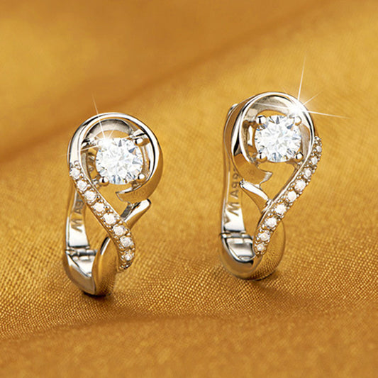 Musical Note Zircon Earrings | Minimalist Copper Stud Earrings for Women