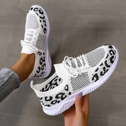Women's Leopard Print Mesh Lace-Up Sneakers | EU 35–43