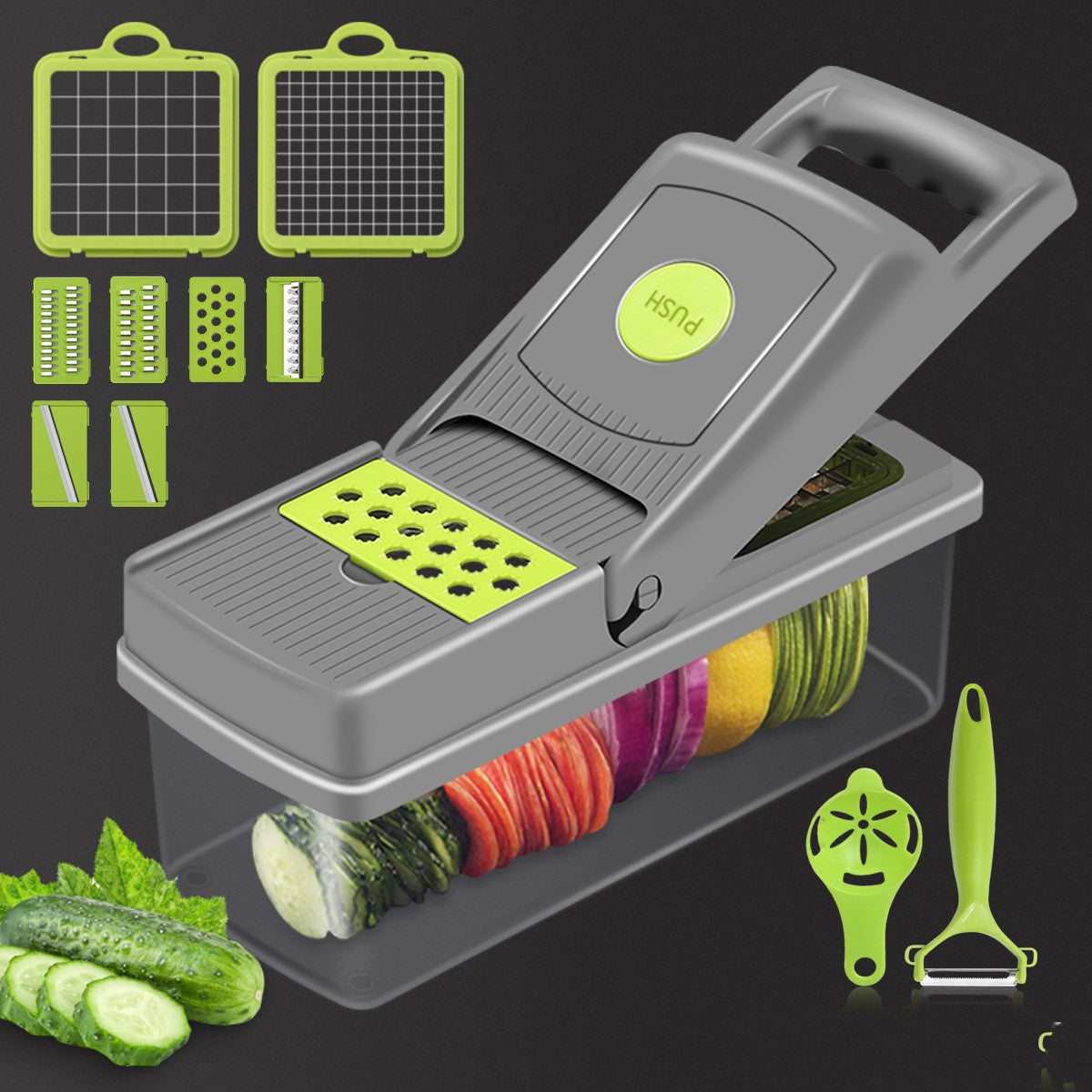 Stainless Steel Mandoline Slicer & Vegetable Cutter Set | 14-in-1 or 16-in-1