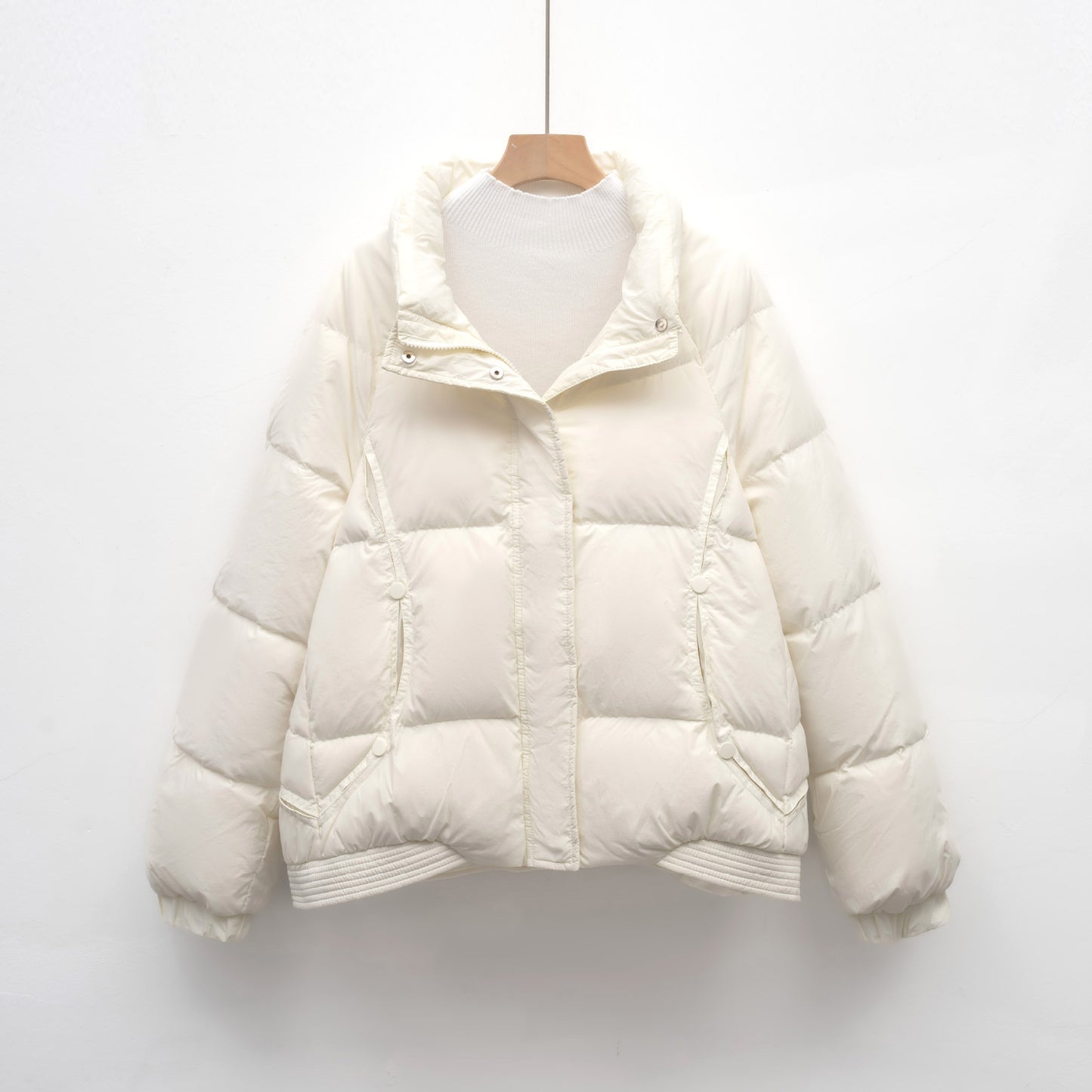 Women's Petite Thick Loose Duck Down Coat With Stand-up Collar For Warmth