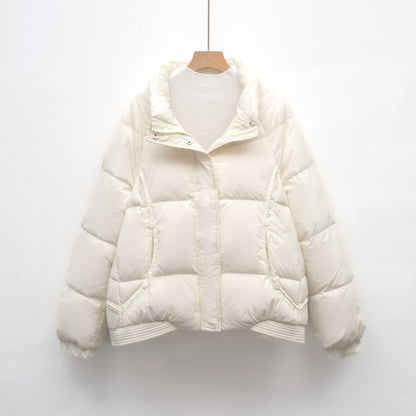 Women's Petite Thick Loose Duck Down Coat With Stand-up Collar For Warmth
