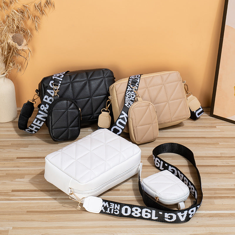 PU Leather Shoulder Bag & Wallet Set | 2-Piece | White, Black, Apricot