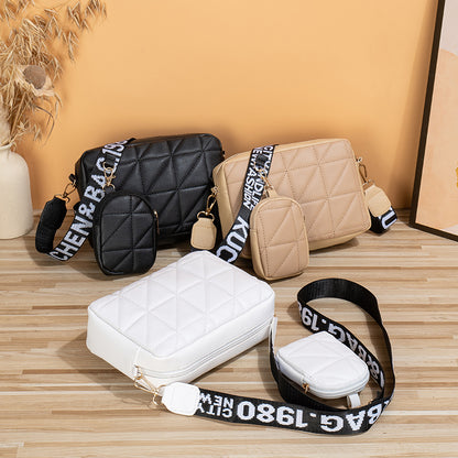 PU Leather Shoulder Bag & Wallet Set | 2-Piece | White, Black, Apricot